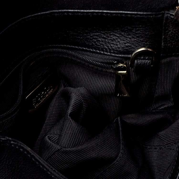 Pre Owned Furla Black Leather and Suede Messenger Bag