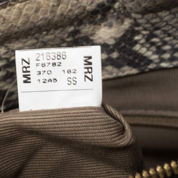 Pre Owned Furla Beige Python Embossed Leather Zip Tote