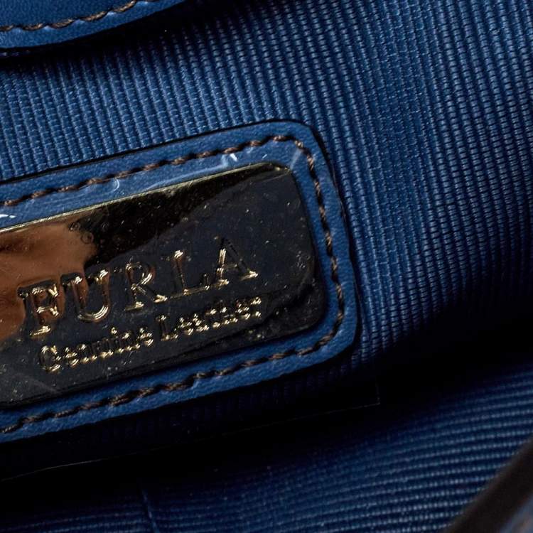 Pre Owned Furla Blue Leather Mini Metropolis Chain Crossbody Bag