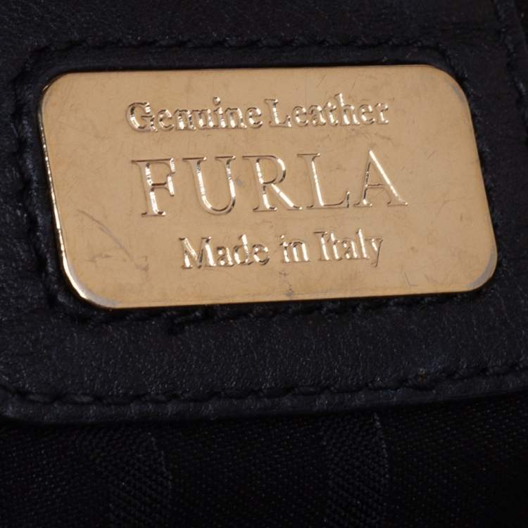 Pre Owned Furla Coral Red/Black Leather Convertible Satchel