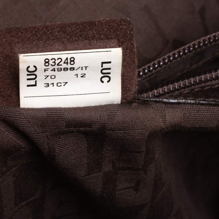 Pre Owned Furla Dark Brown Woven Leather Divide It Tote