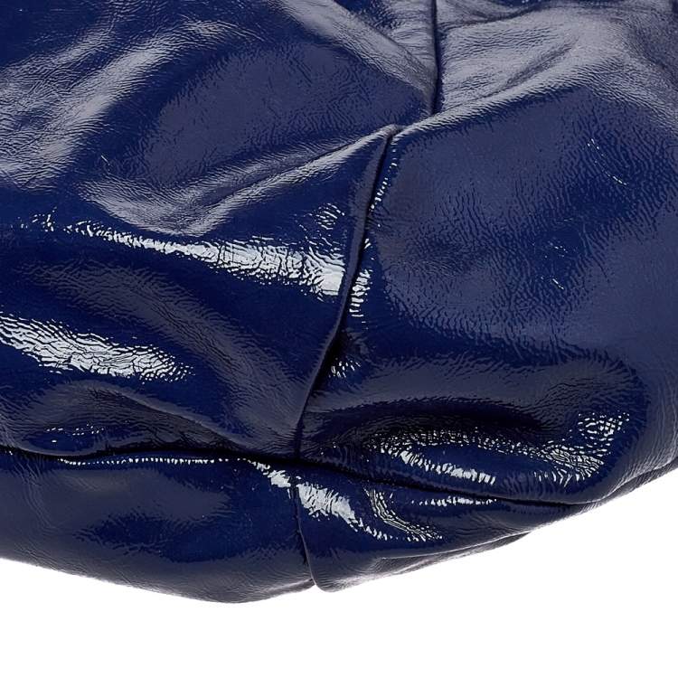 Pre Owned Furla Blue Patent Leather Ninfea Hobo
