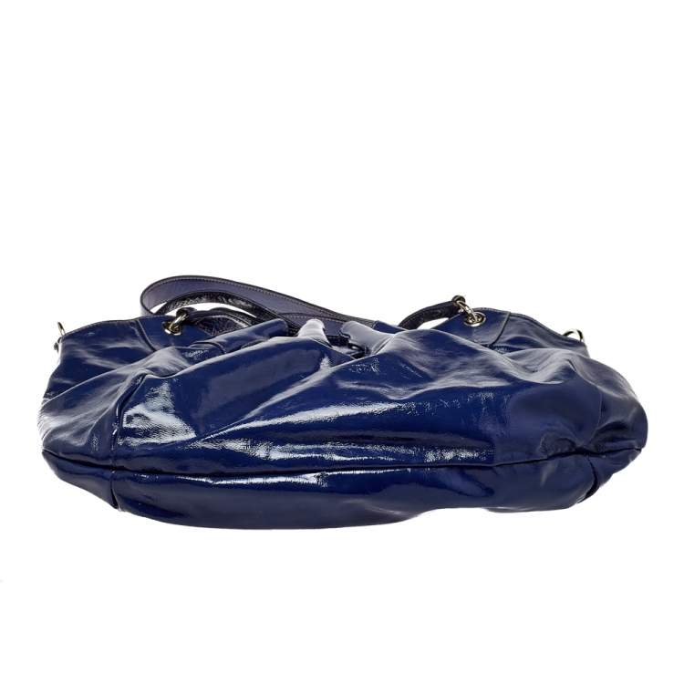 Pre Owned Furla Blue Patent Leather Ninfea Hobo