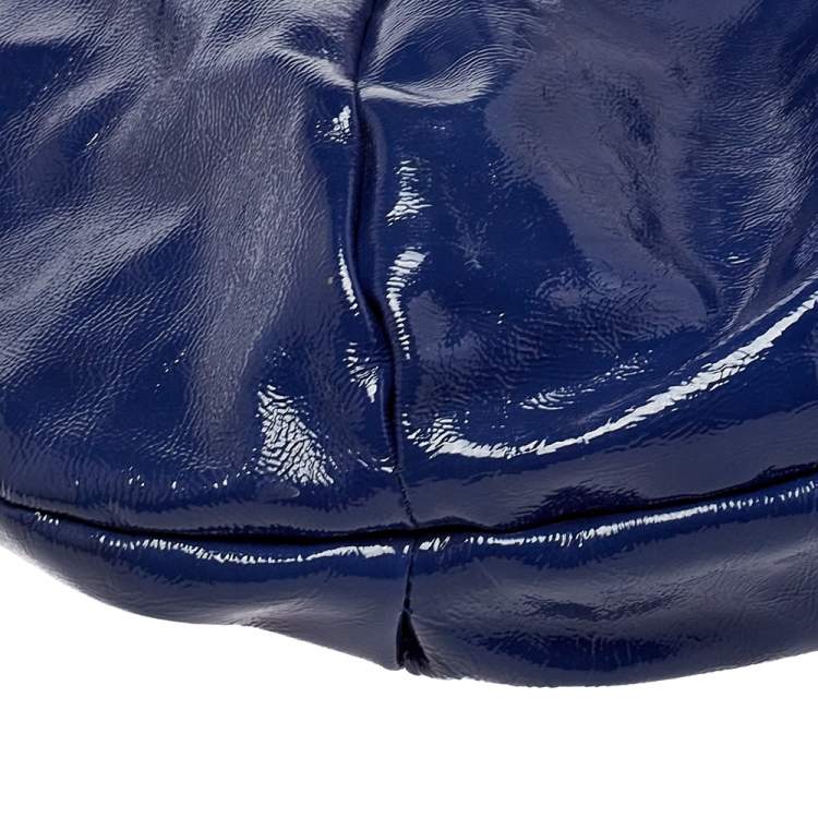 Pre Owned Furla Blue Patent Leather Ninfea Hobo