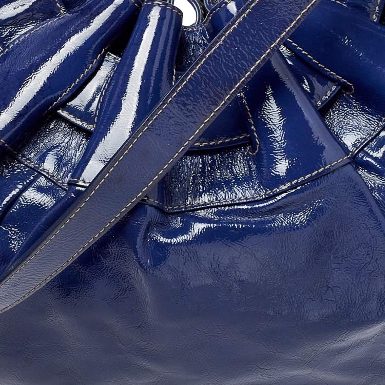 Pre Owned Furla Blue Patent Leather Ninfea Hobo