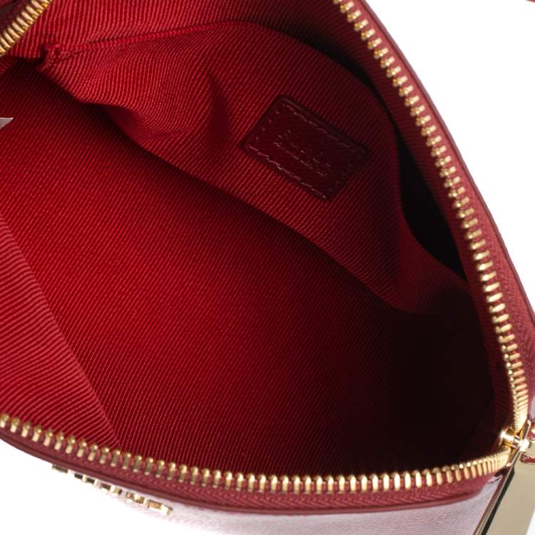 Pre Owned Furla Red Leather Boheme Crossbody Bag
