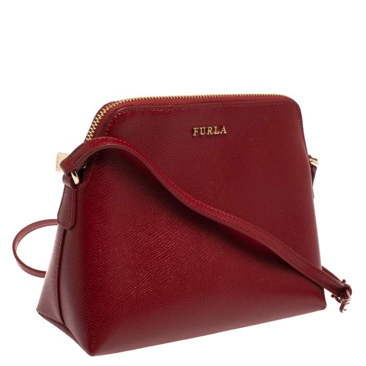 Pre Owned Furla Red Leather Boheme Crossbody Bag