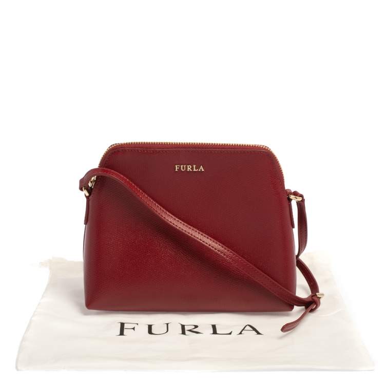 Pre Owned Furla Red Leather Boheme Crossbody Bag