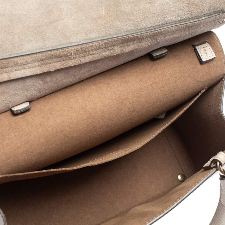 Pre Owned Furla Beige Leather Like Top Handle Bag