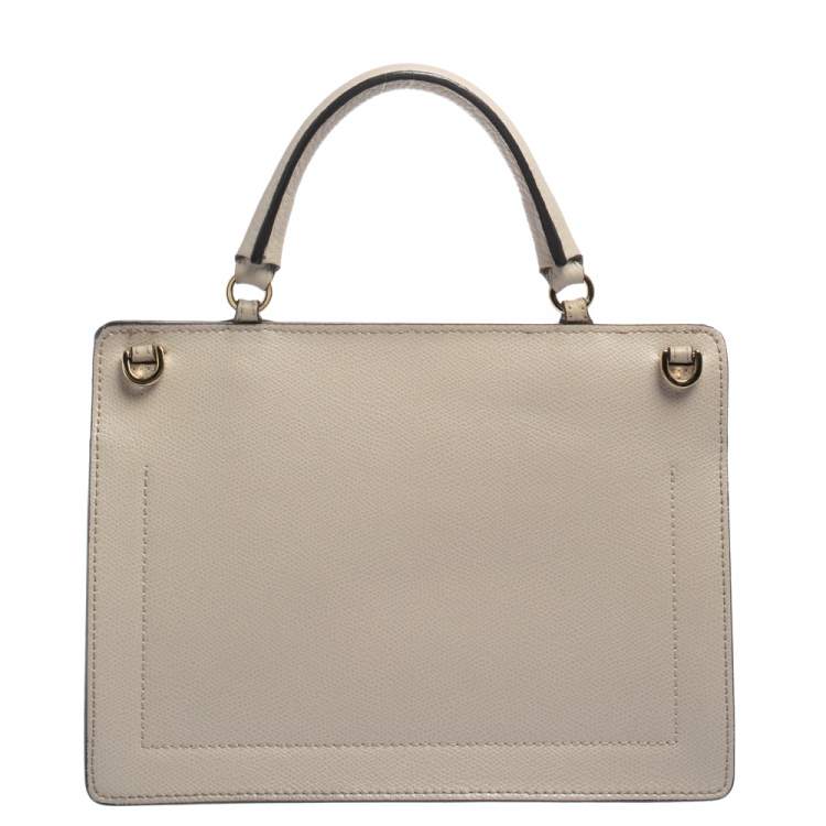 Pre Owned Furla Beige Leather Like Top Handle Bag