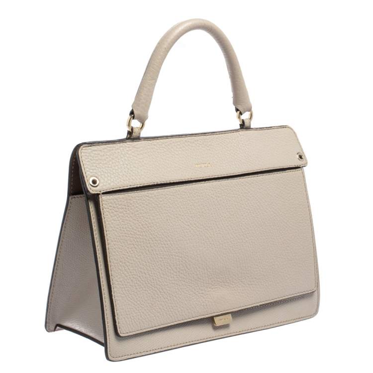 Pre Owned Furla Beige Leather Like Top Handle Bag