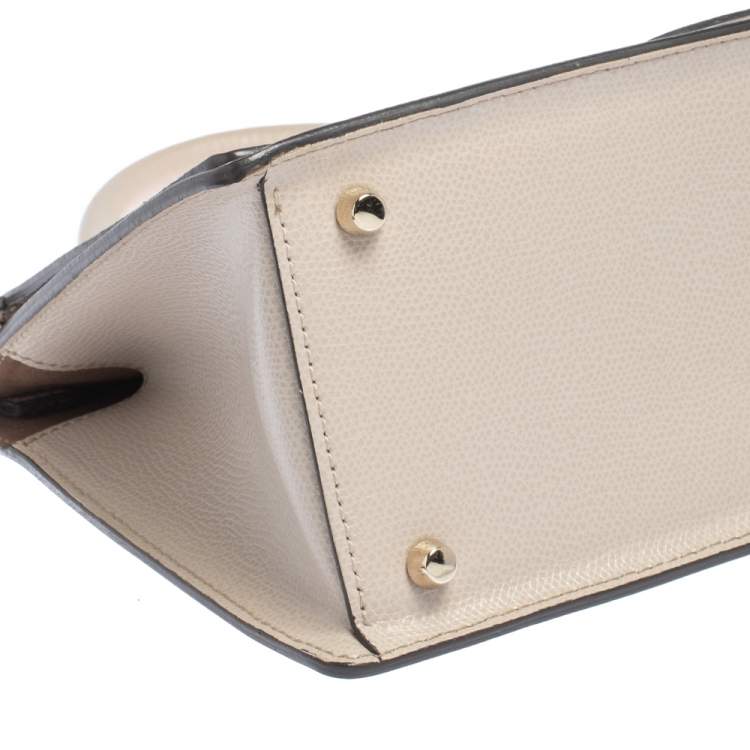 Pre Owned Furla Beige Leather Like Top Handle Bag