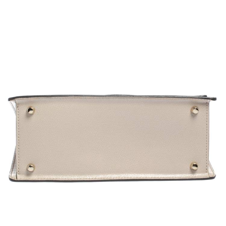 Pre Owned Furla Beige Leather Like Top Handle Bag