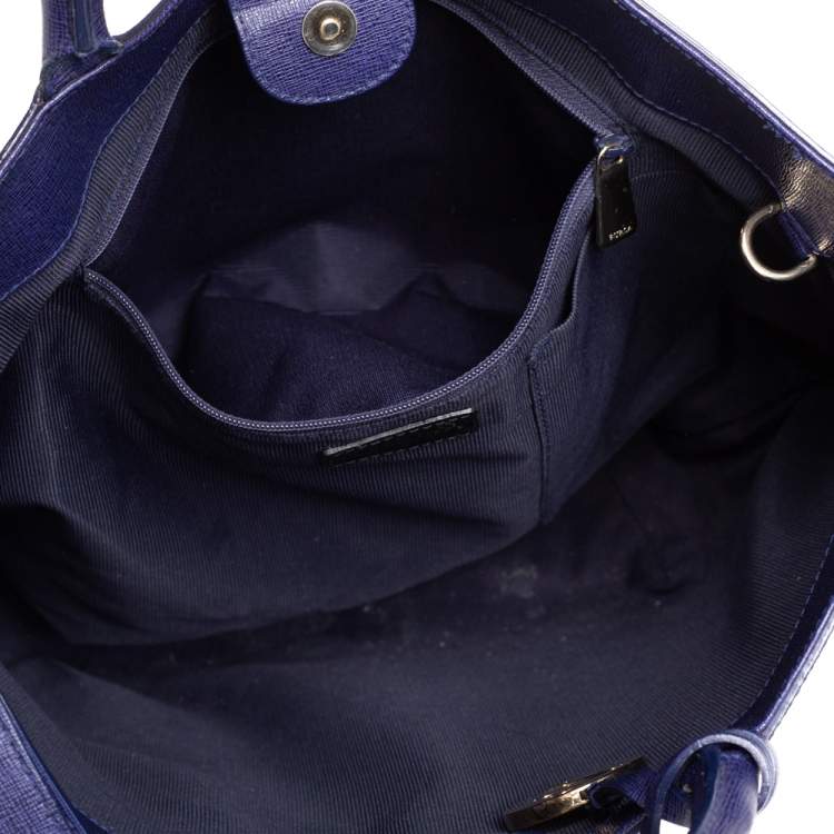 Pre Owned Furla Purple Leather Alissa Tote