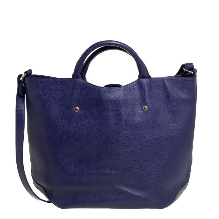 Pre Owned Furla Purple Leather Alissa Tote