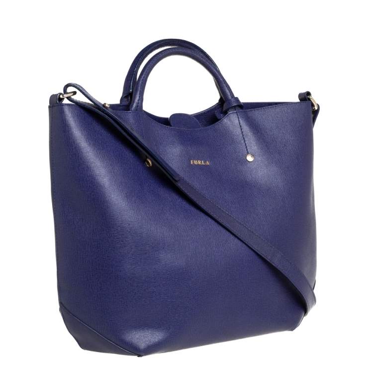 Pre Owned Furla Purple Leather Alissa Tote