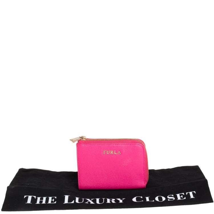 Pre Owned Furla Pink Leather Zip Around Wallet