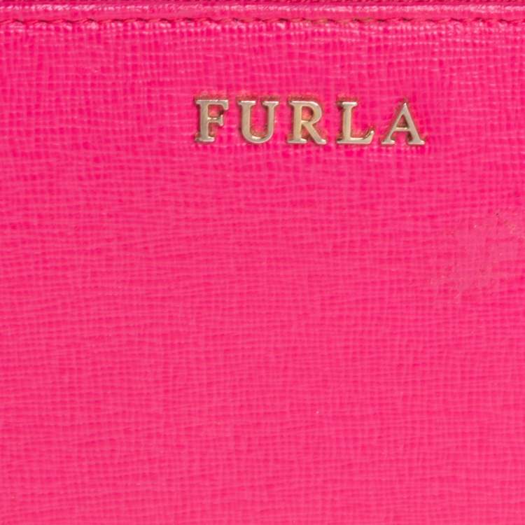 Pre Owned Furla Pink Leather Zip Around Wallet