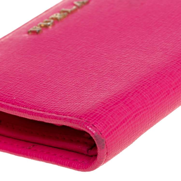 Pre Owned Furla Pink Leather Zip Around Wallet