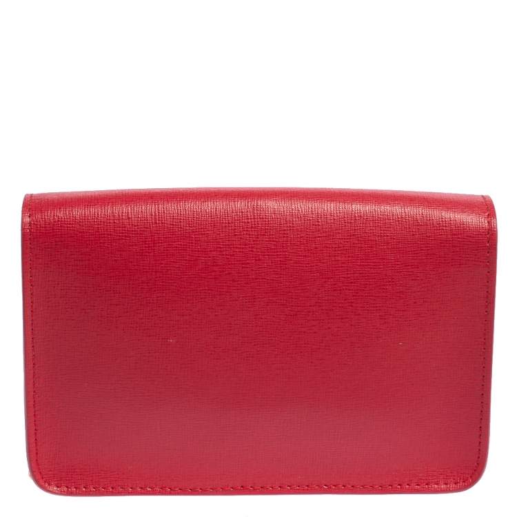 Pre Owned Furla Red Leather Mini Metropolis Crossbody Bag