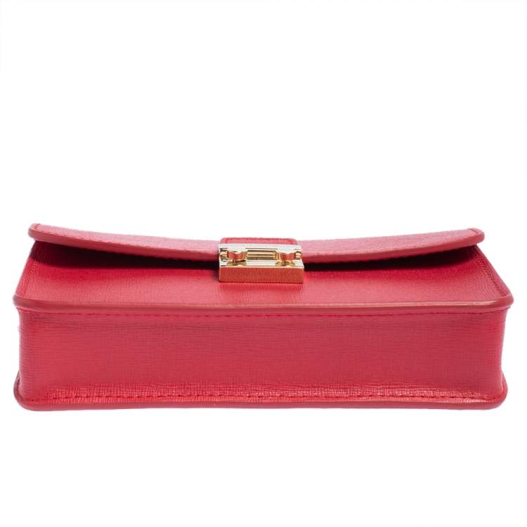 Pre Owned Furla Red Leather Mini Metropolis Crossbody Bag