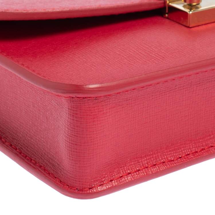 Pre Owned Furla Red Leather Mini Metropolis Crossbody Bag