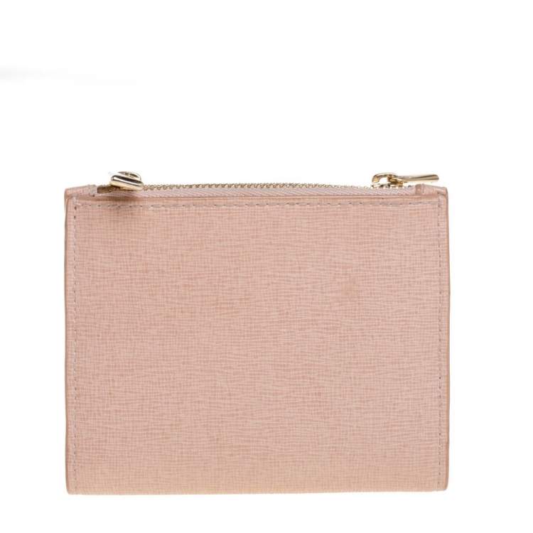 Pre Owned Furla Pink Leather Compact Wallet