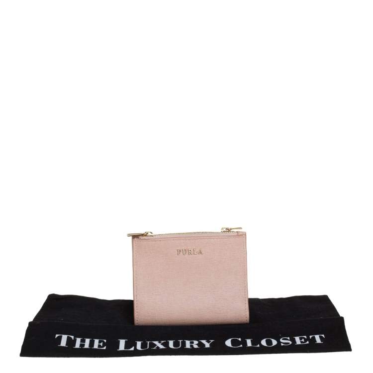 Pre Owned Furla Pink Leather Compact Wallet