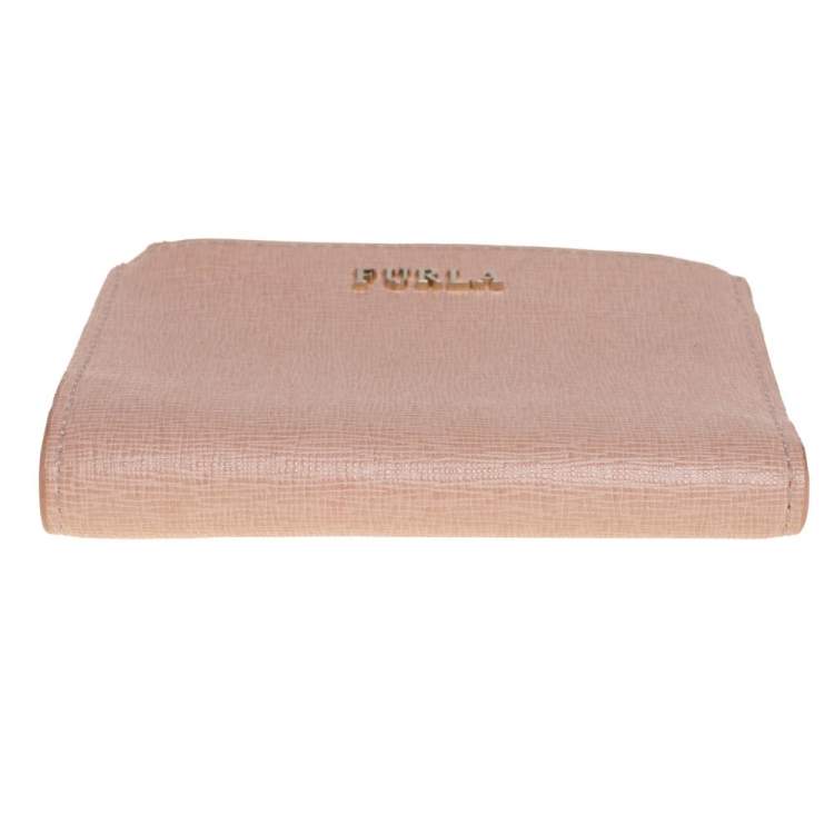 Pre Owned Furla Pink Leather Compact Wallet