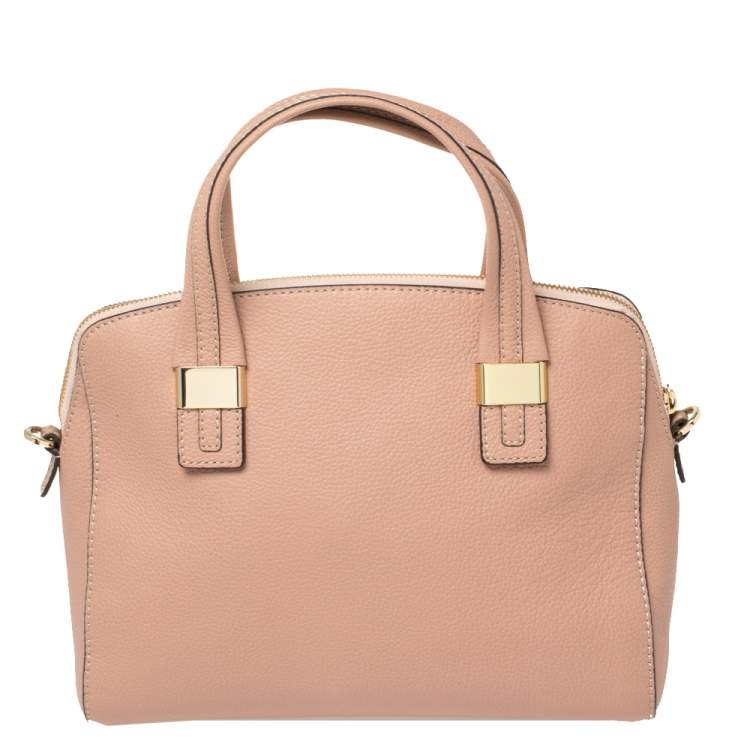Pre Owned Furla Pink Pebbled Leather Amelie Satchel