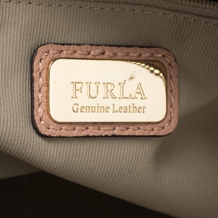 Pre Owned Furla Pink Pebbled Leather Amelie Satchel