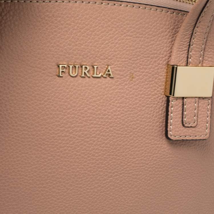 Pre Owned Furla Pink Pebbled Leather Amelie Satchel