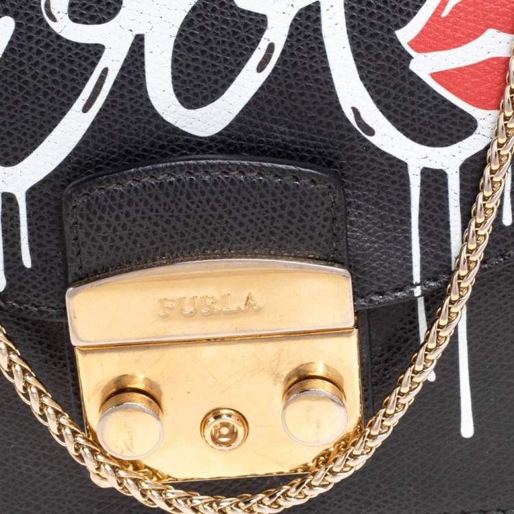 مملوكة مسبقًا Furla Black Leather Mini Cool Metropolis Crossbody Bag