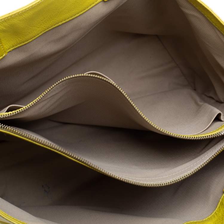 مملوكة مسبقًا Furla Lime Yellow Leather Daisy Tote