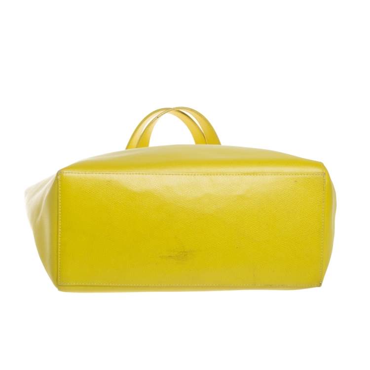 مملوكة مسبقًا Furla Lime Yellow Leather Daisy Tote