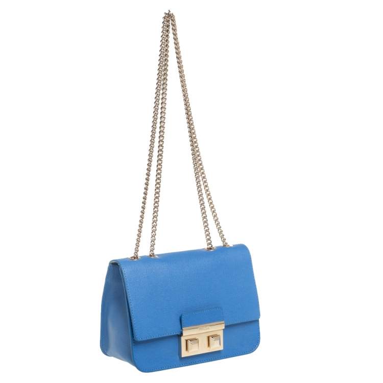 Pre Owned Furla Blue Leather Metropolis Crossbody Bag