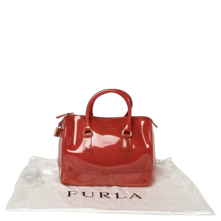 مملوكة مسبقًا Furla Maroon Rubber Medium Candy Satchel