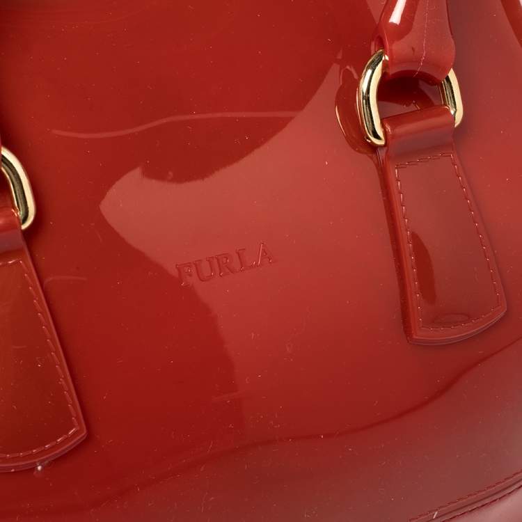 مملوكة مسبقًا Furla Maroon Rubber Medium Candy Satchel