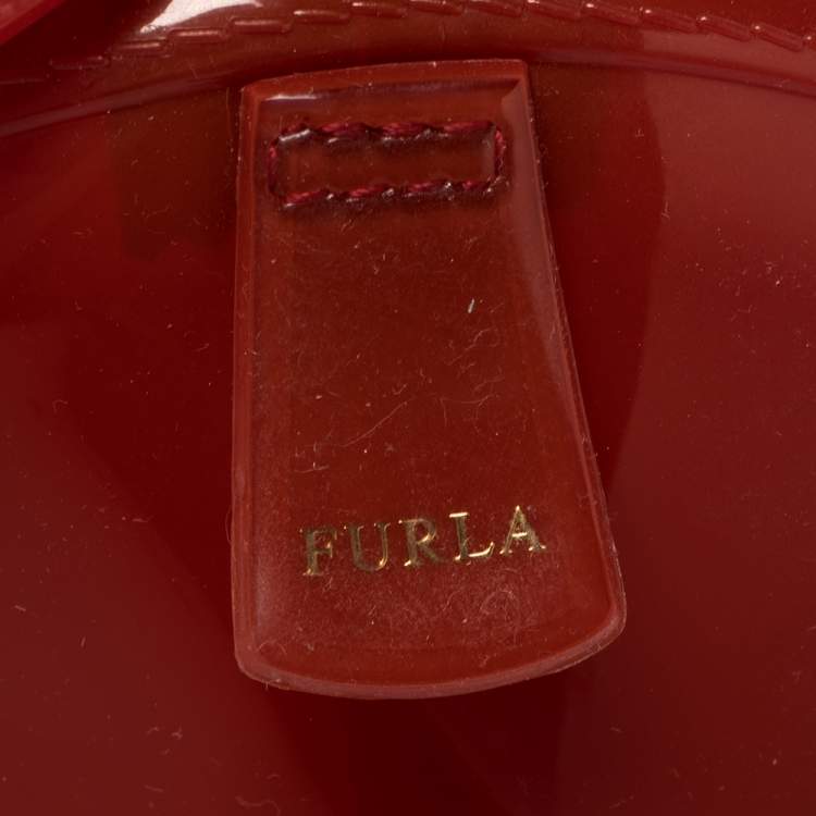 مملوكة مسبقًا Furla Maroon Rubber Medium Candy Satchel