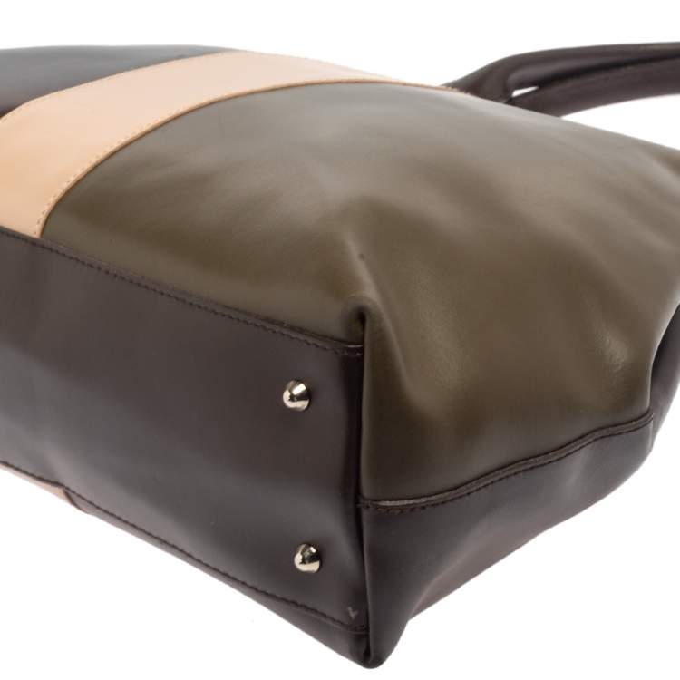 Pre Owned Furla Tri Color Leather Tote