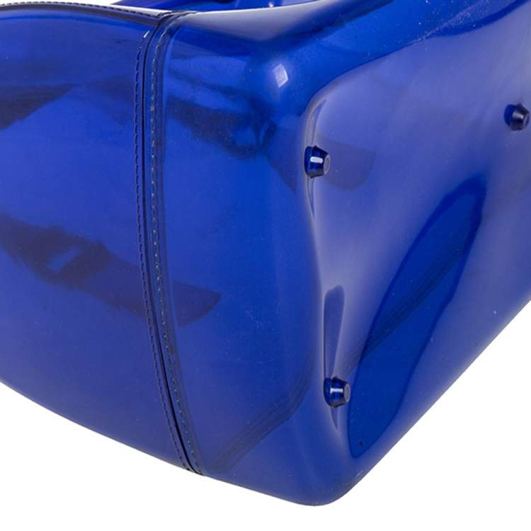 Pre Owned Furla Blue Rubber Medium Candy Satchel