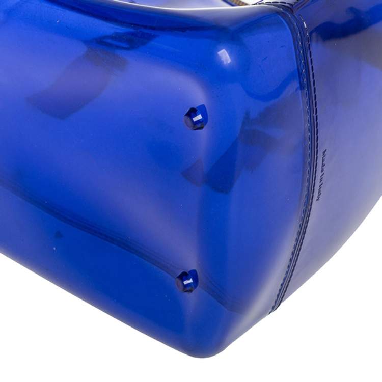 Pre Owned Furla Blue Rubber Medium Candy Satchel