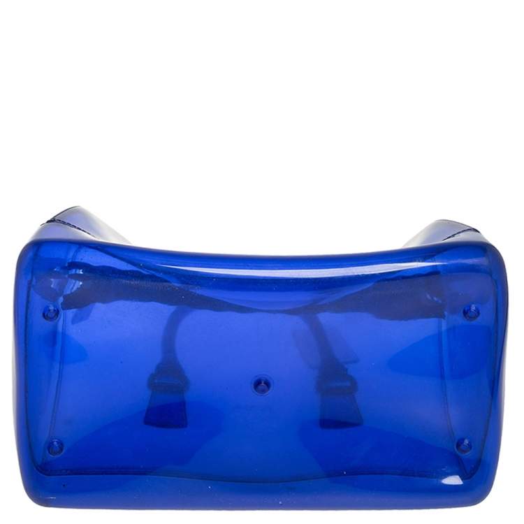 Pre Owned Furla Blue Rubber Medium Candy Satchel