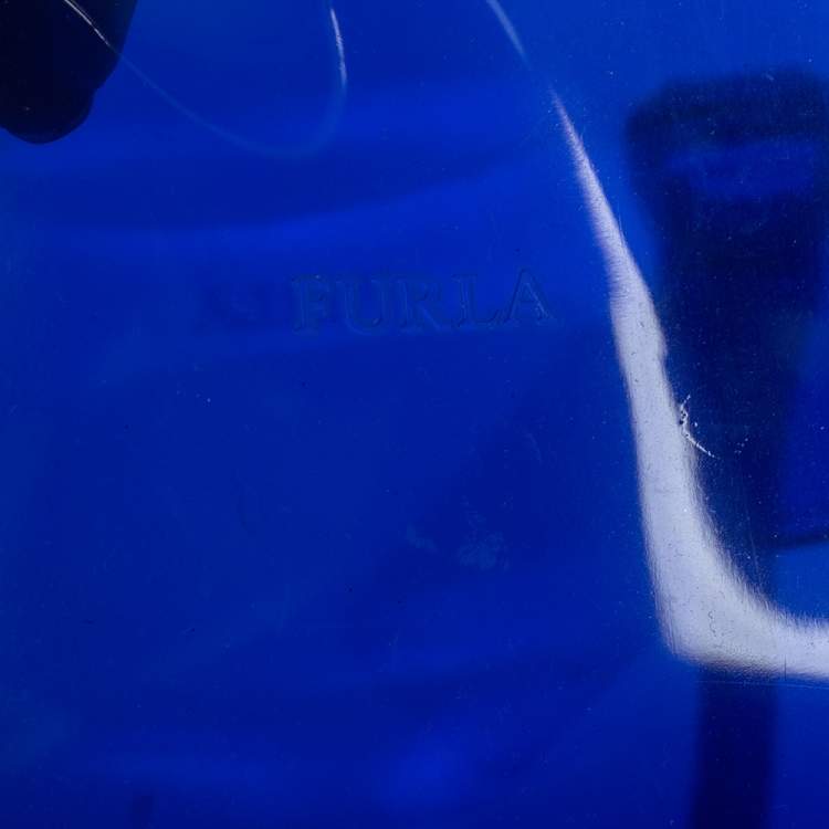 Pre Owned Furla Blue Rubber Medium Candy Satchel