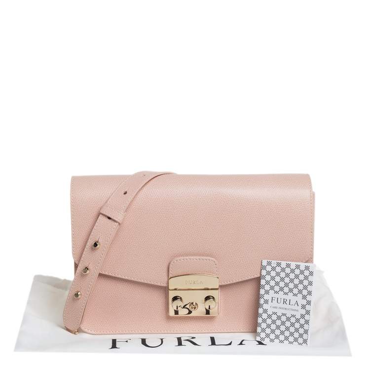 Pre Owned Furla Powder Pink Leather Metropolis Shoulder Bag