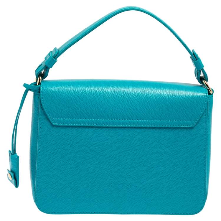 Pre Owned Furla Blue Leather Metropolis Top Handle Bag