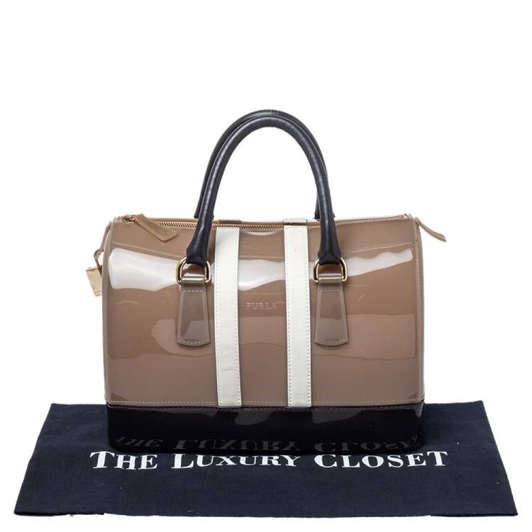 Pre Owned Furla Tri Color Rubber and Leather Medium Candy Satchel