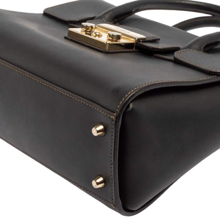 Pre Owned Furla Black Leather Small Metropolis Satchel