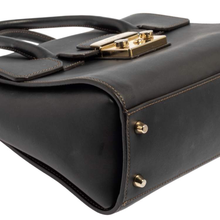 Pre Owned Furla Black Leather Small Metropolis Satchel