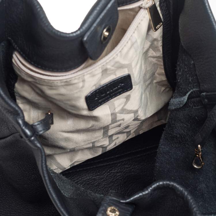 Pre Owned Furla Black Soft Leather Tote